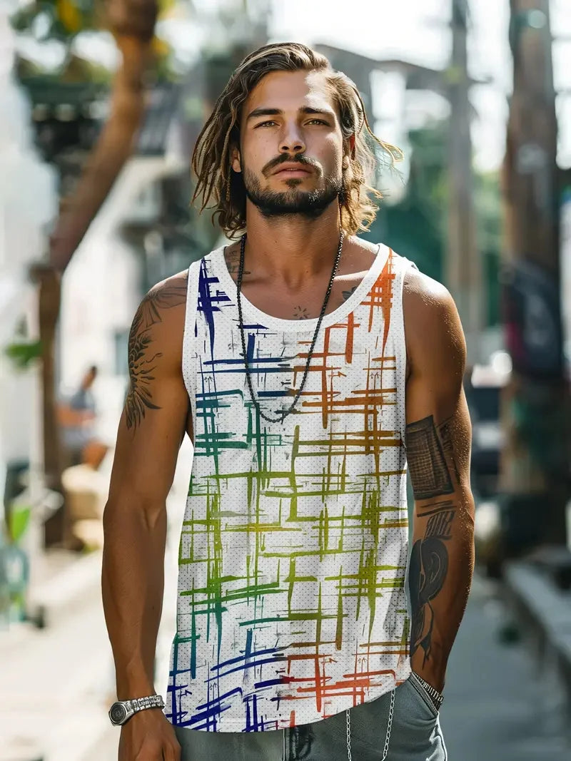 Summer new fresh style men's undershirt daily fitness sports street fashion breathable comfortable summer short sleeve