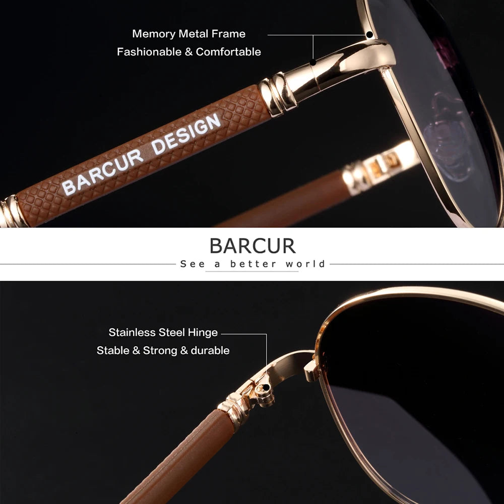 BARCUR Design Titanium Alloy Sunglasses Polarized Men's Sun Glasses/Women's Pilot Gradient Eyewear Mirror Shades Oculos De Sol