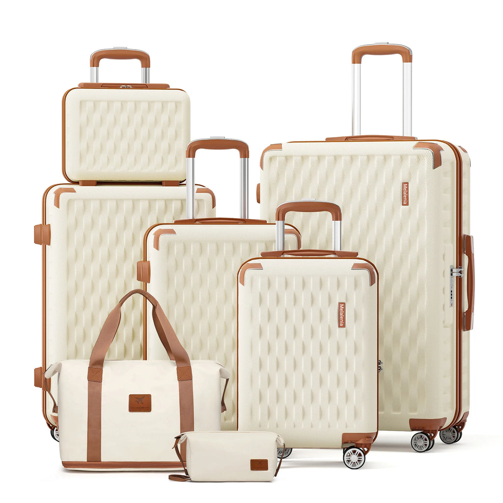 Melalenia Luggage Sets 7 Piece Hard Shell Carry on Suitcase with Spinner Wheels and TSA Lock, Lightweight Travel Duffel Bag