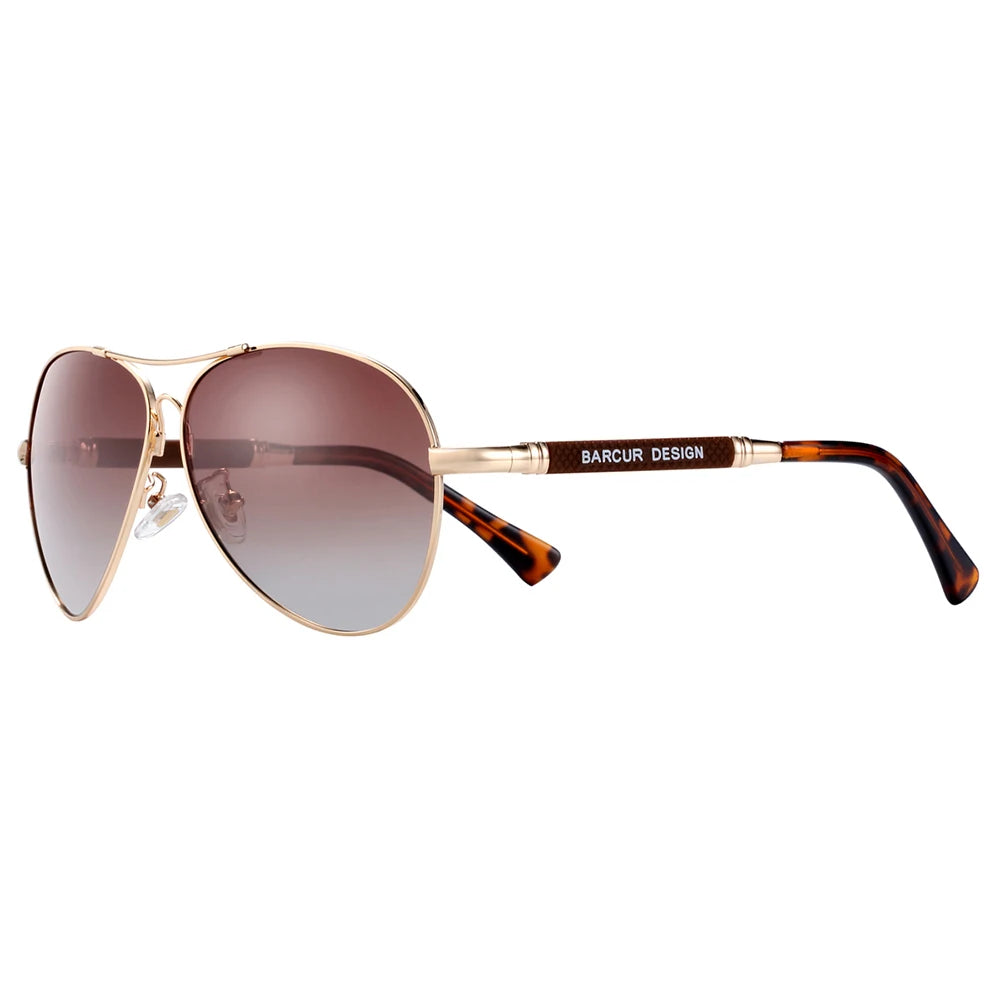 BARCUR Design Titanium Alloy Sunglasses Polarized Men's Sun Glasses/Women's Pilot Gradient Eyewear Mirror Shades Oculos De Sol