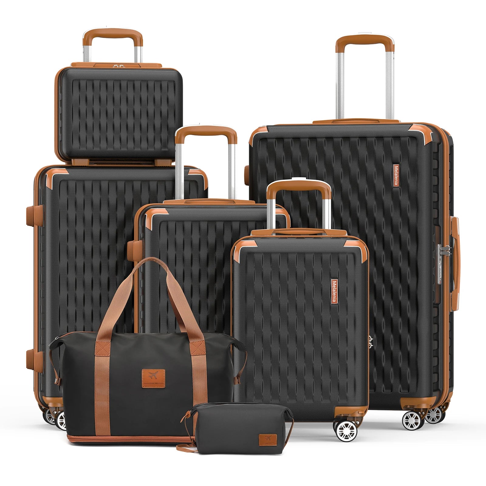 Melalenia Luggage Sets 7 Piece Hard Shell Carry on Suitcase with Spinner Wheels and TSA Lock, Lightweight Travel Duffel Bag