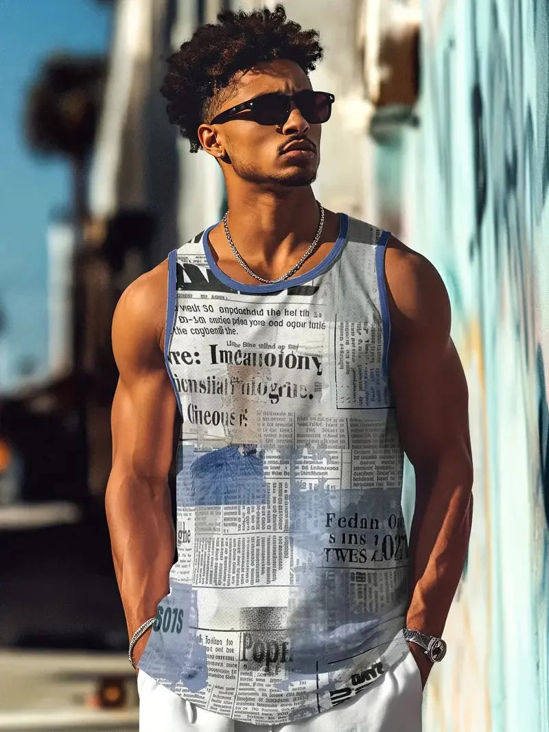 Summer new fresh style men's undershirt daily fitness sports street fashion breathable comfortable summer short sleeve