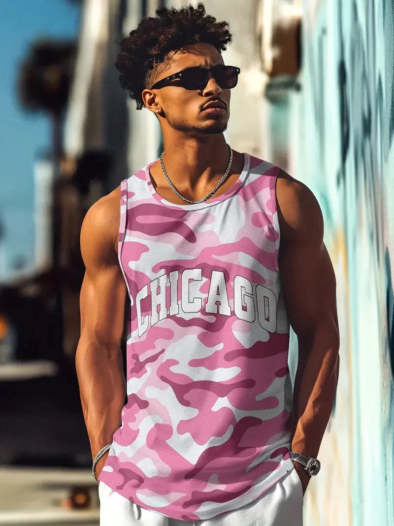 Summer new fresh style men's undershirt daily fitness sports street fashion breathable comfortable summer short sleeve