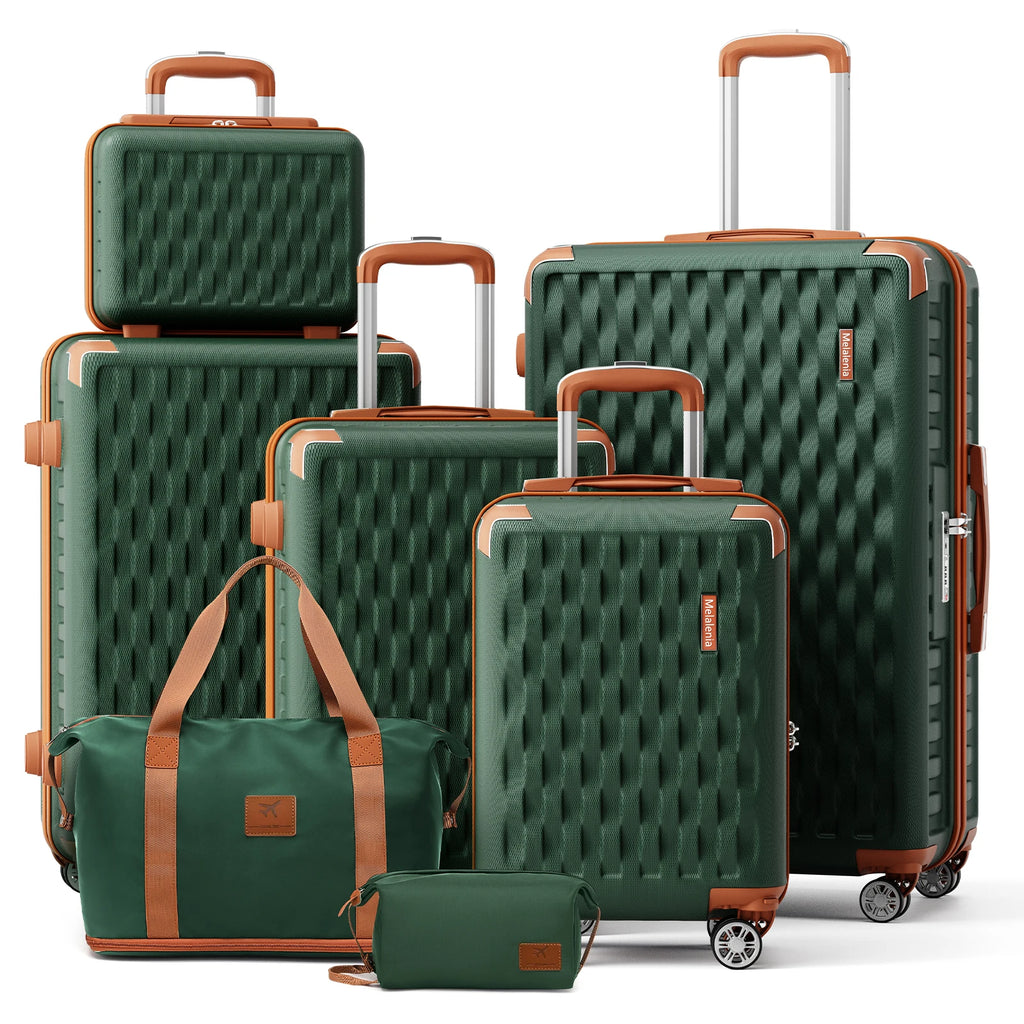 Melalenia Luggage Sets 7 Piece Hard Shell Carry on Suitcase with Spinner Wheels and TSA Lock, Lightweight Travel Duffel Bag