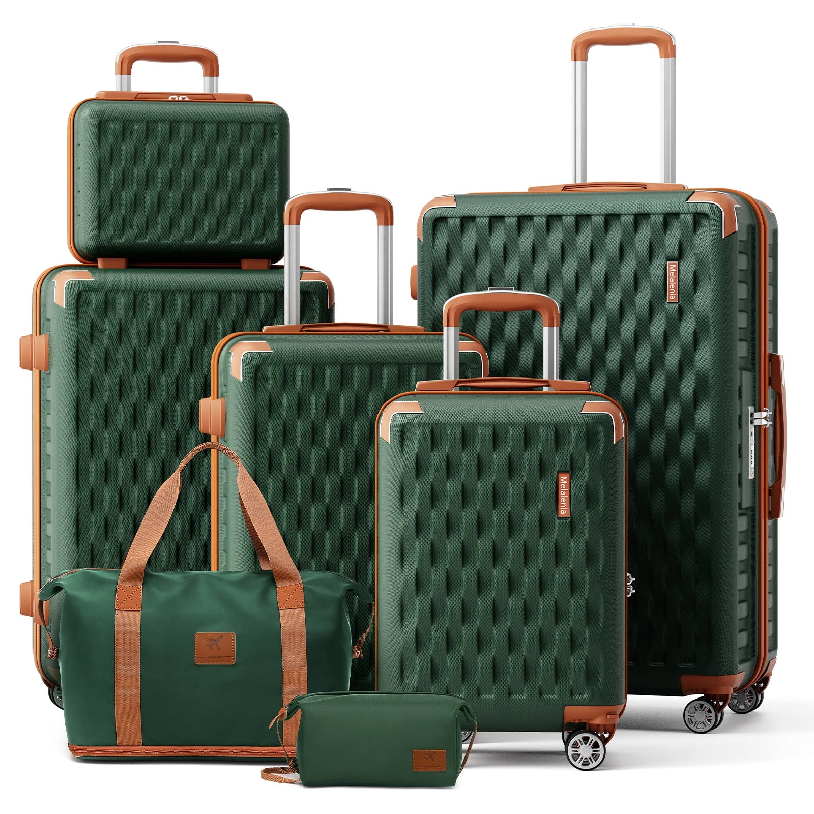 Melalenia Luggage Sets 7 Piece Hard Shell Carry on Suitcase with Spinner Wheels and TSA Lock, Lightweight Travel Duffel Bag