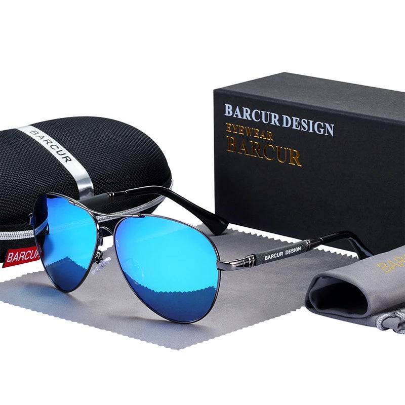 BARCUR Design Titanium Alloy Sunglasses Polarized Men's Sun Glasses/Women's Pilot Gradient Eyewear Mirror Shades Oculos De Sol