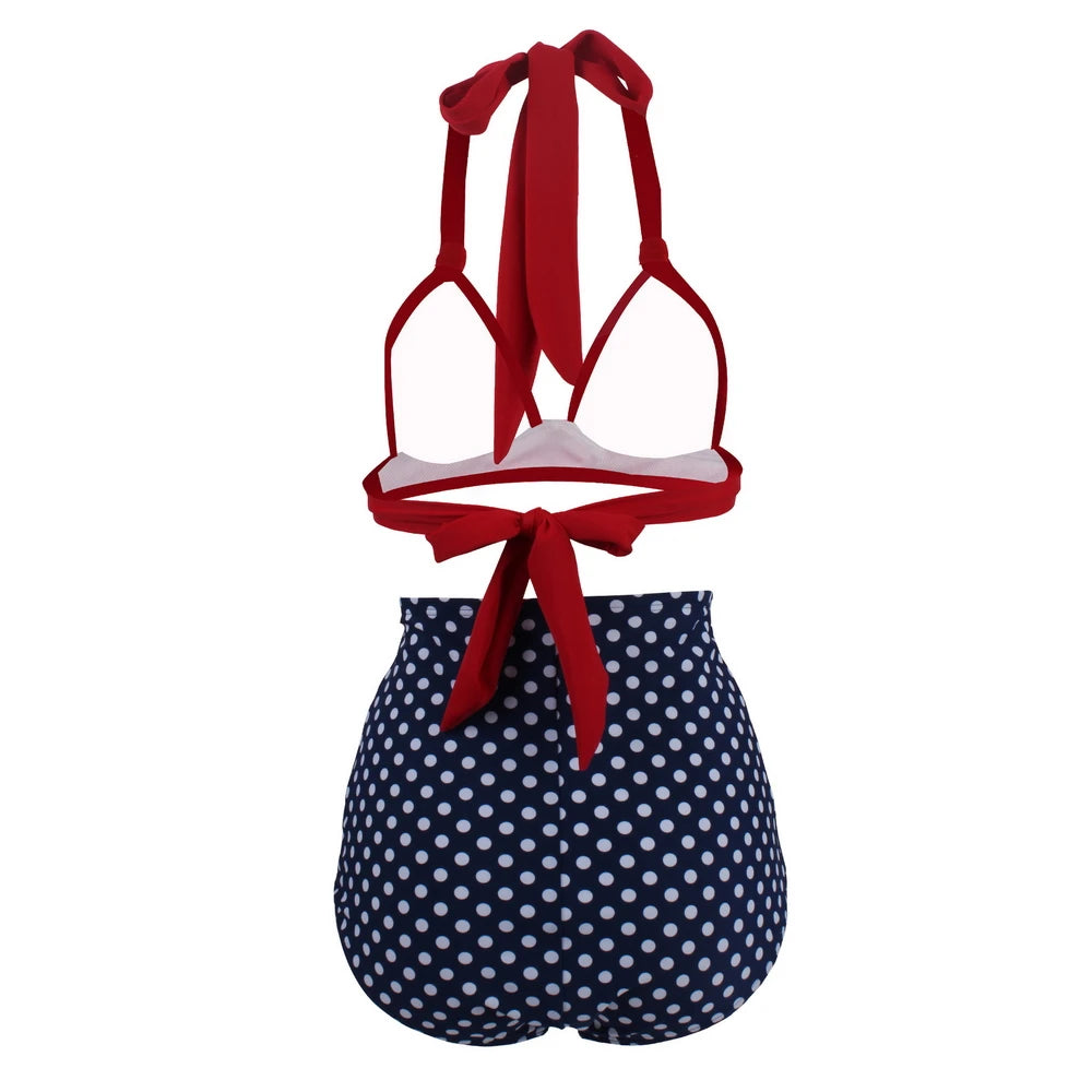 Pleated Bikini Women Classic High Waist Halter Bikini Sets Two-piece
