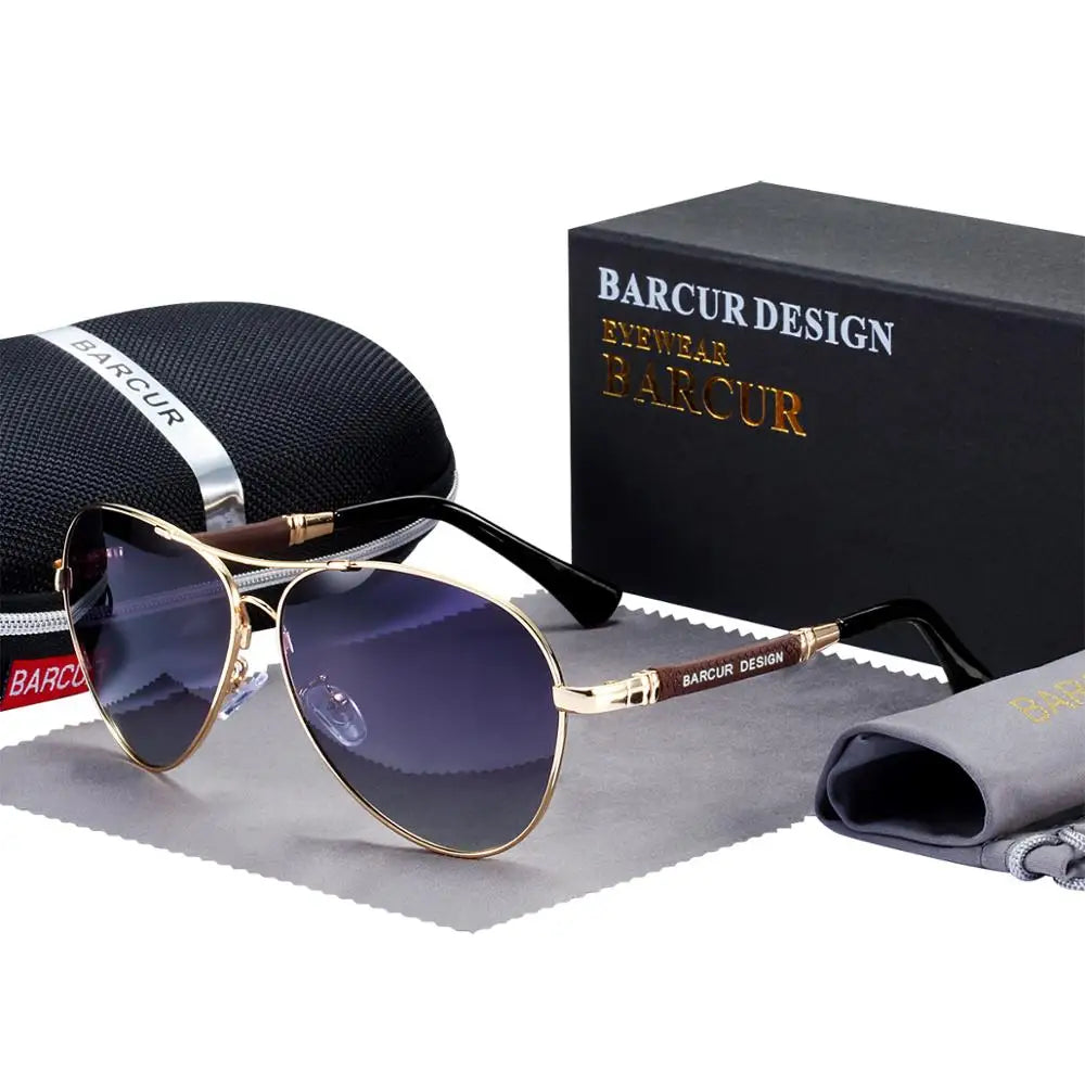 BARCUR Design Titanium Alloy Sunglasses Polarized Men's Sun Glasses/Women's Pilot Gradient Eyewear Mirror Shades Oculos De Sol