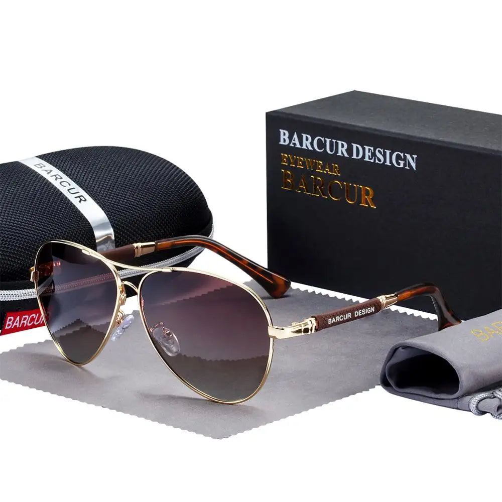 BARCUR Design Titanium Alloy Sunglasses Polarized Men's Sun Glasses/Women's Pilot Gradient Eyewear Mirror Shades Oculos De Sol