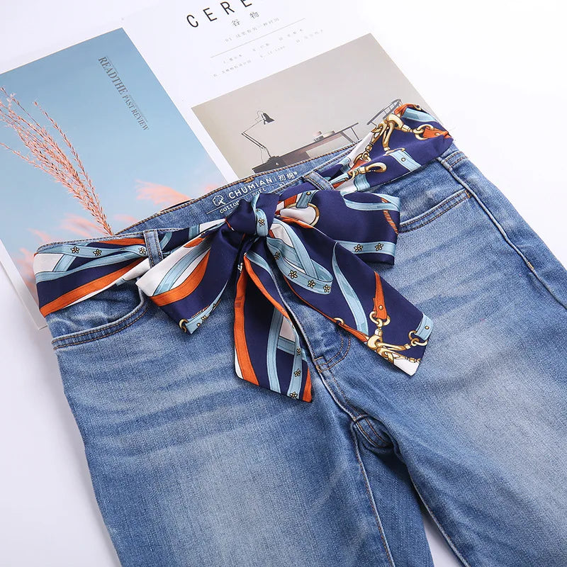 Extra long wide ribbon belt skirt knot silk satin ribbon bow silk scarf gauze cloth strip waist seal Women's Belt