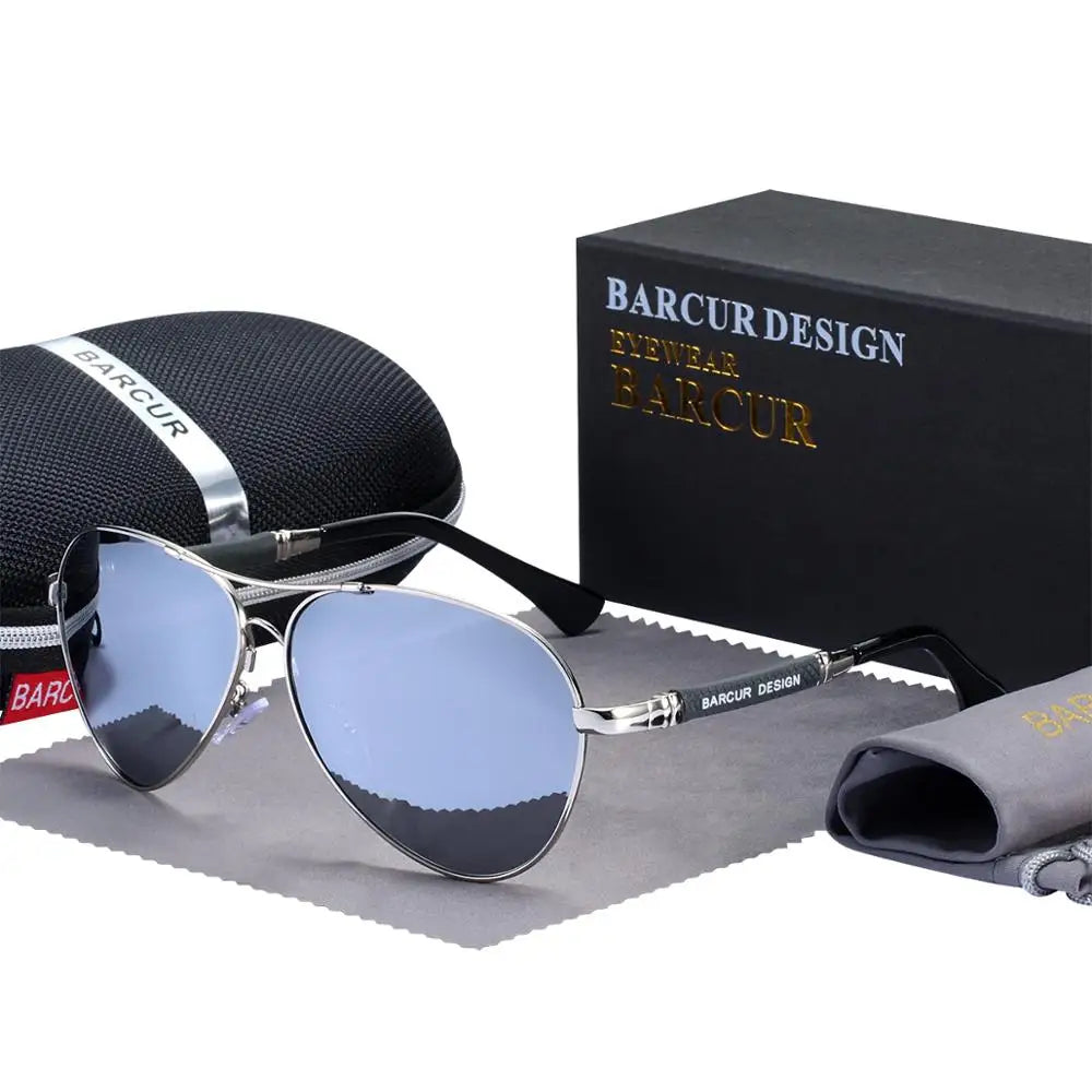 BARCUR Design Titanium Alloy Sunglasses Polarized Men's Sun Glasses/Women's Pilot Gradient Eyewear Mirror Shades Oculos De Sol