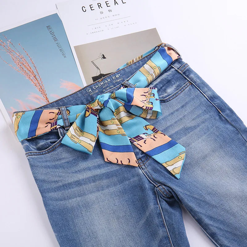 Extra long wide ribbon belt skirt knot silk satin ribbon bow silk scarf gauze cloth strip waist seal Women's Belt
