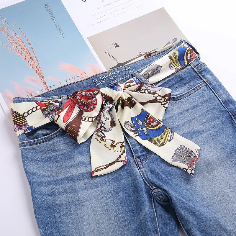 Extra long wide ribbon belt skirt knot silk satin ribbon bow silk scarf gauze cloth strip waist seal Women's Belt