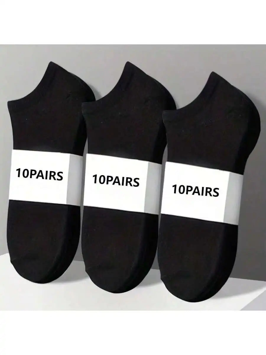 10 Pairs of Thin Ankle Socks for Men and Women, Sweat Absorbing and Soft