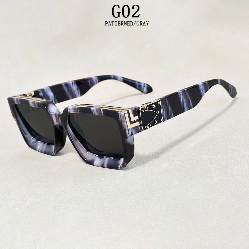 Senior Square Sunglass Men/Women Vintage Millionaire Sunglasses Women Silver Retro Fashion Glasses