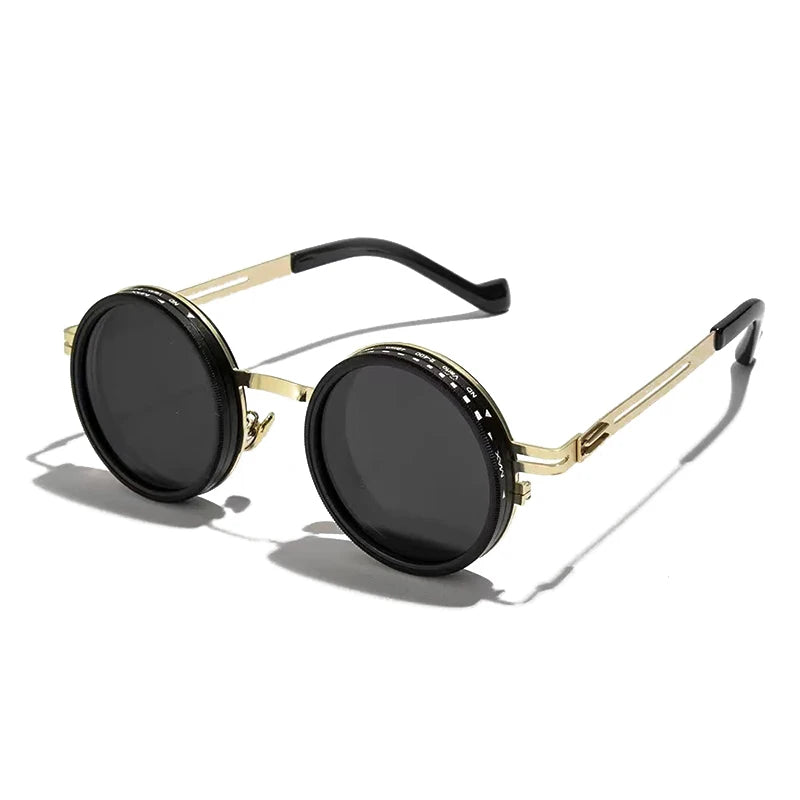 SHAUNA Retro Metal Round Punk ND9-level Adjustable Dimming Sunglasses Women Polarized UV400 Fashion Men Outdoor Sun Glasses