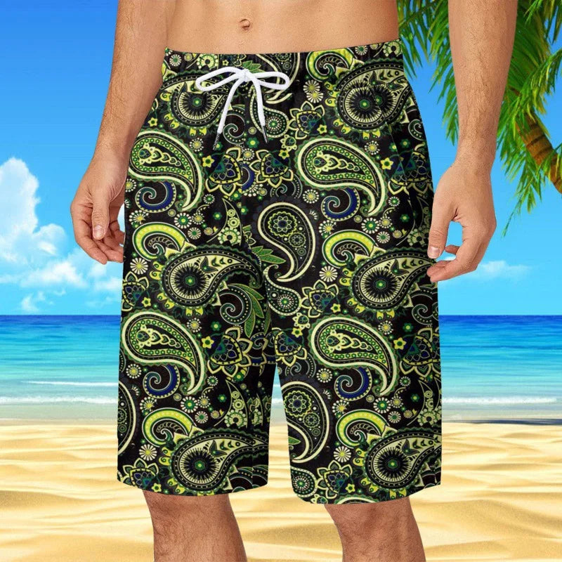 Men's Hawaiian Beach Shorts Coconut Tree 3D Print Quick Dry Oversized Surfing Board Shorts Summer Swimsuits Trunks Man Clothing