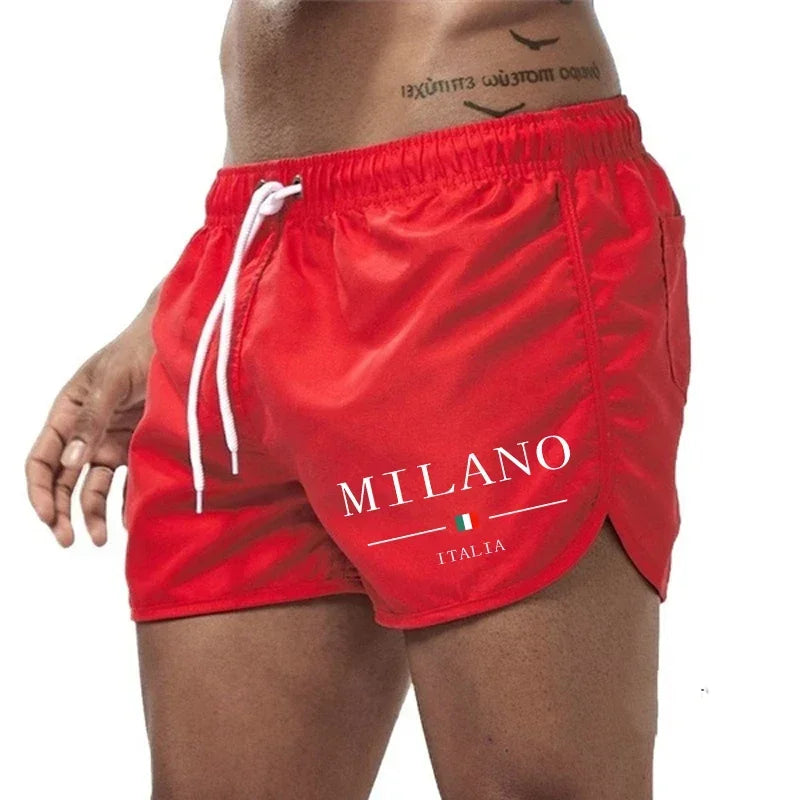 2026 Summer Men's Beach Shorts Urban Print Beach Trunks Jogging Casual Pants Quick Drying Swimming Homme Surf Lightweight Shorts