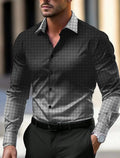 Men's Business Casual Printed Long Sleeve Shirt Formal Button Up Shirt Cuffed Long Sleeve