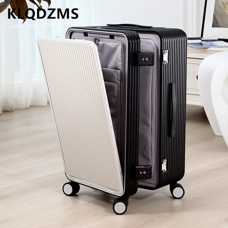 Men's Suitcase All Aluminum Magnesium Alloy Boarding Box Front Laptop Trolley Case Business Luggage