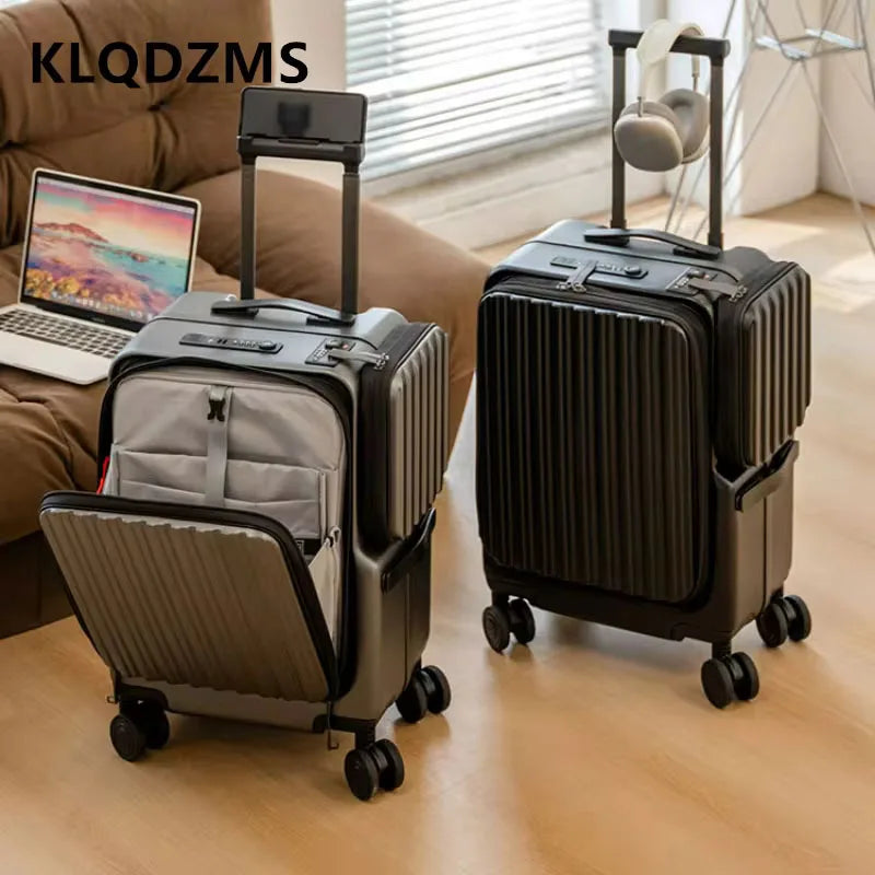 Carry-on Suitcase Front Opening Laptop Boarding Case 20 Inch USB Charging Trolley Case Password Box Cabin Luggage