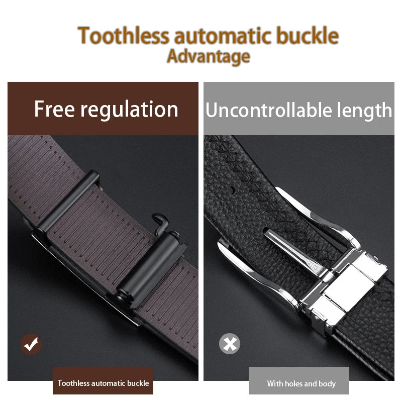Men's Leather Belt Fashion Automatic Buckle Cowskin Male Belts Luxury Designer Black belt
