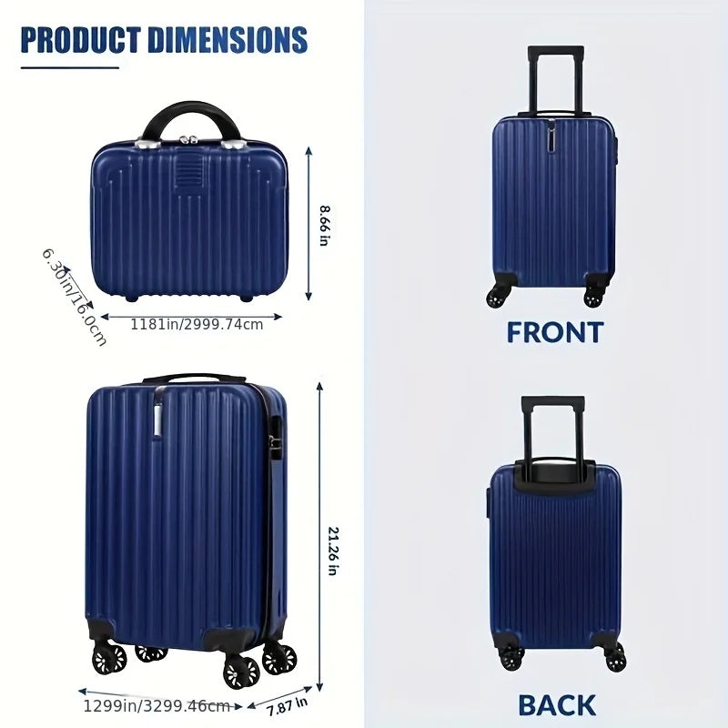 2-piece luggage set with carry-on travel bag, a 20-inch suitcase and a 14-inch handbag that can be slung over the trolley case