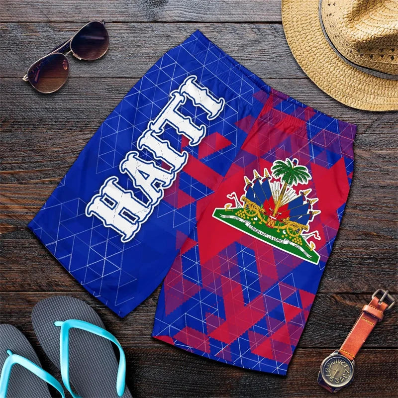 Haiti Flag 3D Printed Men Swim Sport Beach Shorts