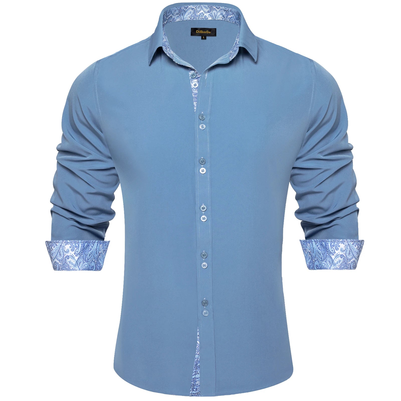 Men's Polyester Cotton Shirts Long Sleeve Paisley Patchwork Social Casual Dress Shirt