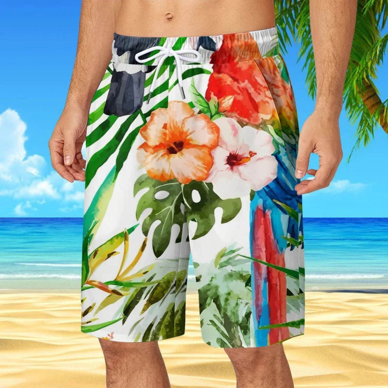 Men's Hawaiian Beach Shorts Coconut Tree 3D Print Quick Dry Oversized Surfing Board Shorts Summer Swimsuits Trunks Man Clothing