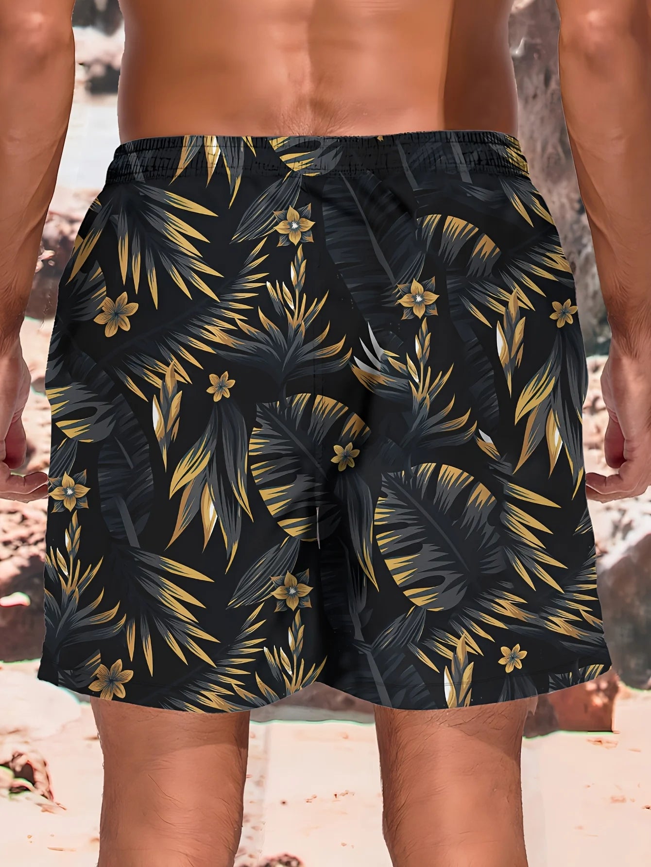 3D Leaf Print Sports Quick-dry Breathable Outdoor Fashion Loose Comfortable Surfing Beach Vacation Short Pants Swim Trunks