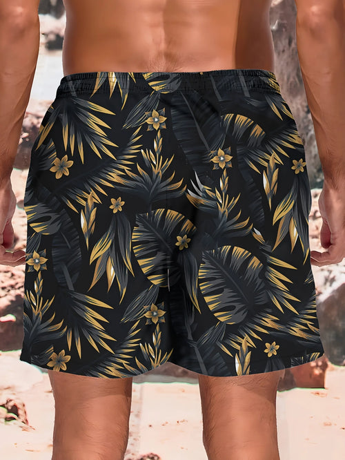 3D Leaf Print Sports Quick-dry Breathable Outdoor Fashion Loose Comfortable Surfing Beach Vacation Short Pants Swim Trunks