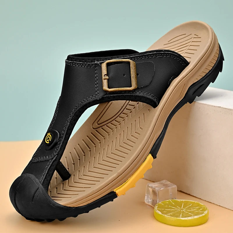 Leisure Walk Summer Slippers for Men Soft Sole Slides Outdoor Male Flip Flops All-match Casual Sandals Travel Wading Aqua Shoes