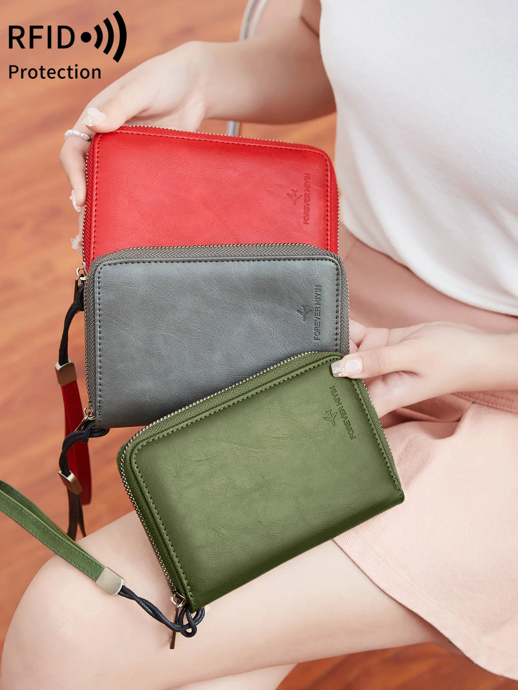 RFID shielded passport wallet PU leather zipper travel credit card bag ID card window multifunctional storage file ticket bag