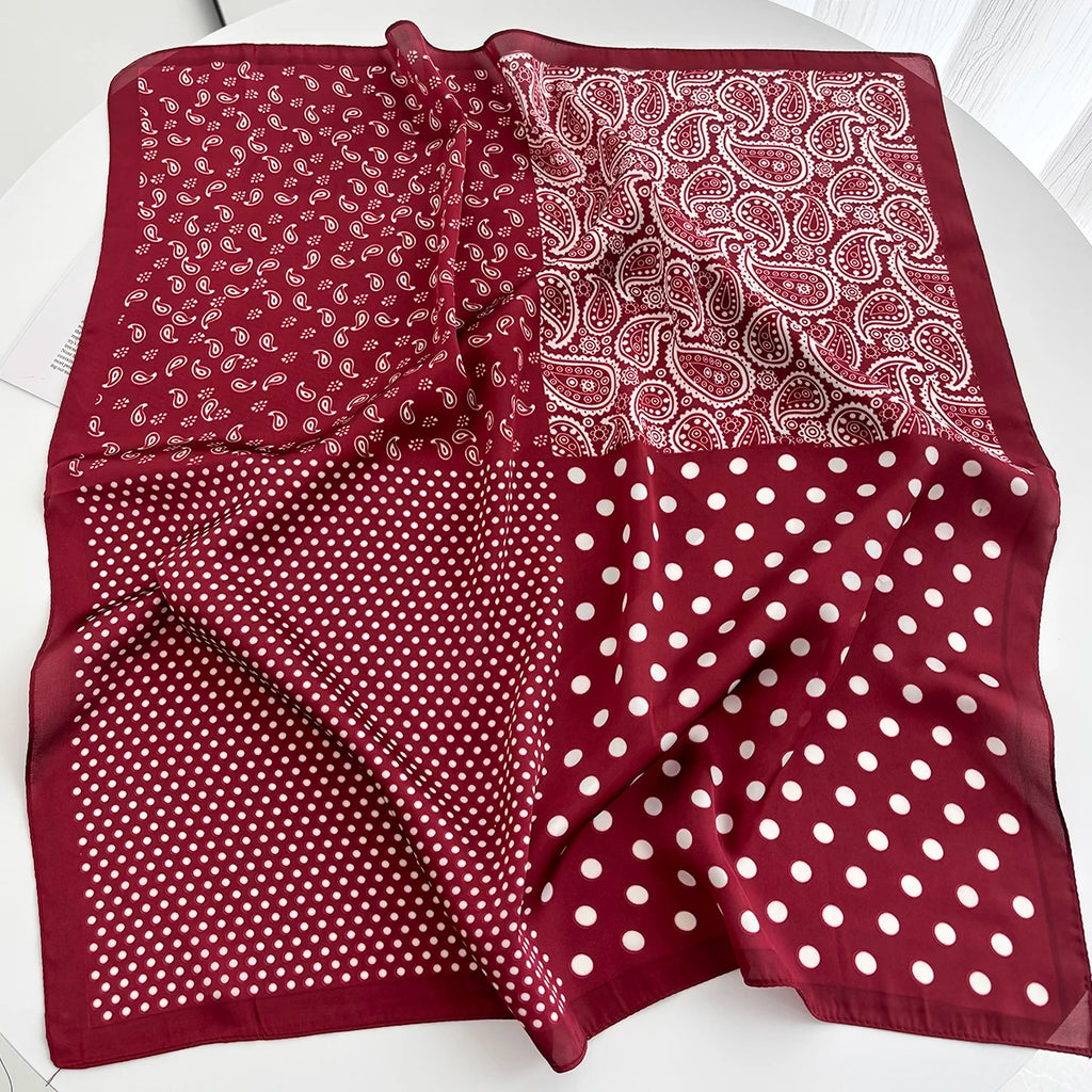 Retro Horse Print Neckerchief 70*70cm Green Square Scarf Women’s Breathable Imitation Silk Bandannas