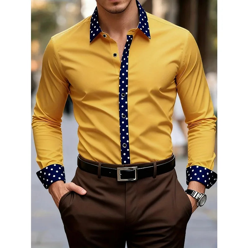 Men's Shirt Brand New Arrival Patchwork Four Season Tuxedo Long Sleeve Smart Casual Elastic Male Business Shirts