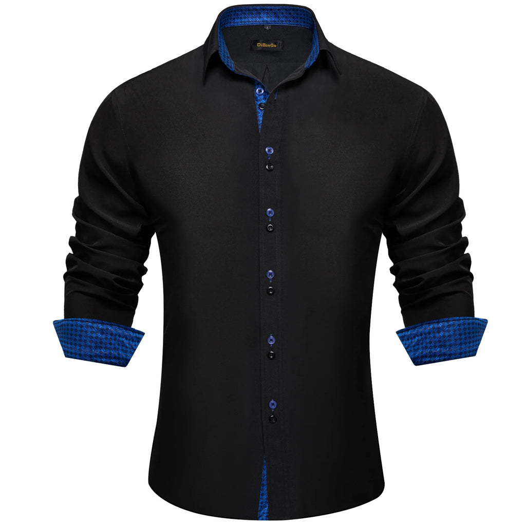 Men's Polyester Cotton Shirts Long Sleeve Paisley Patchwork Social Casual Dress Shirt