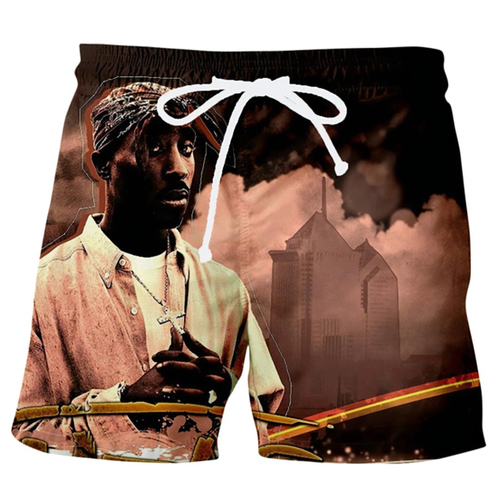 Hot Rapper 3D Printed Personalized Design Men's Shorts 2Pac Tupac Character Mens Short