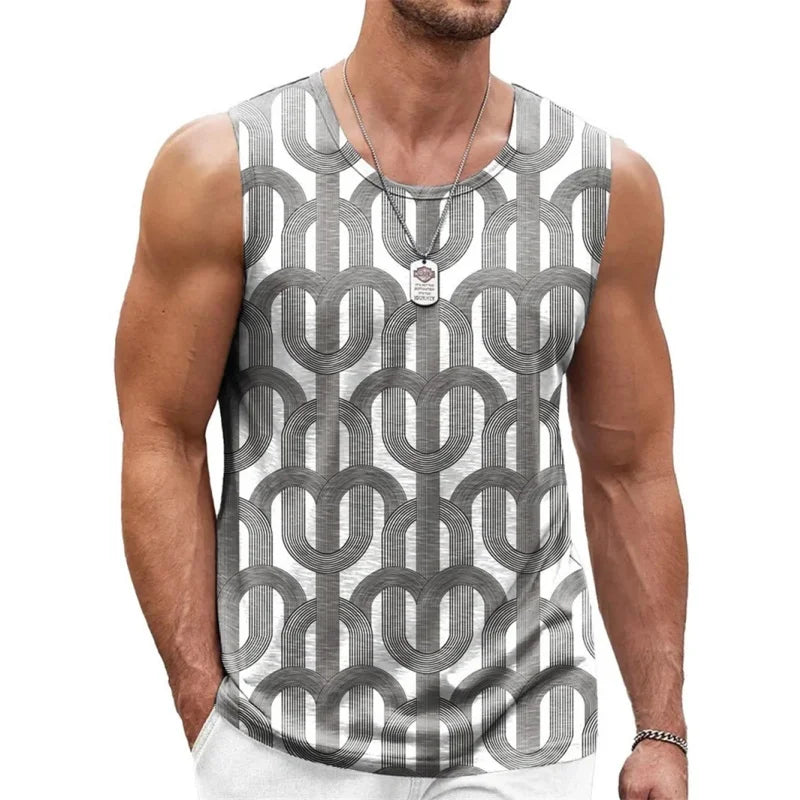 3D Printed Fun Geometry Tank Tops For Man Colorful Flowers Pattern Tees Summer Casual Vest Oversized Sports Street Tank Top