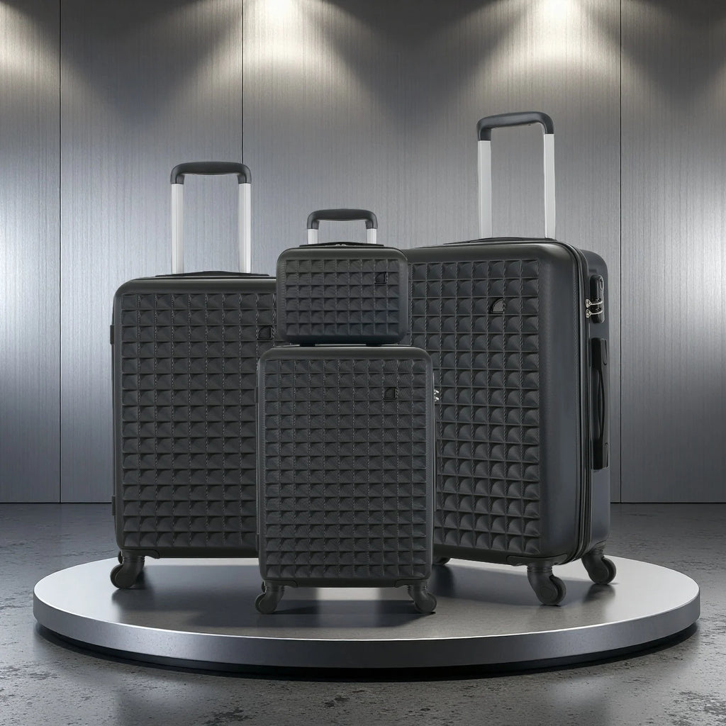 4-Piece ABS Hardside Spinner Luggage Sets (18/23/27 Inch + 13 Inch Cosmetic Case) – Lightweight Suitcase Sets with 3-Digit Combi