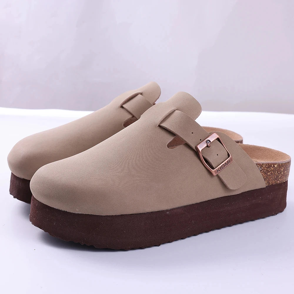 Litfun Retro Cork Clogs Slippers For Men Fashion Men Mules Shoe with Arch Support Unisex Classic Beach Shoes Men's Suede Sandals