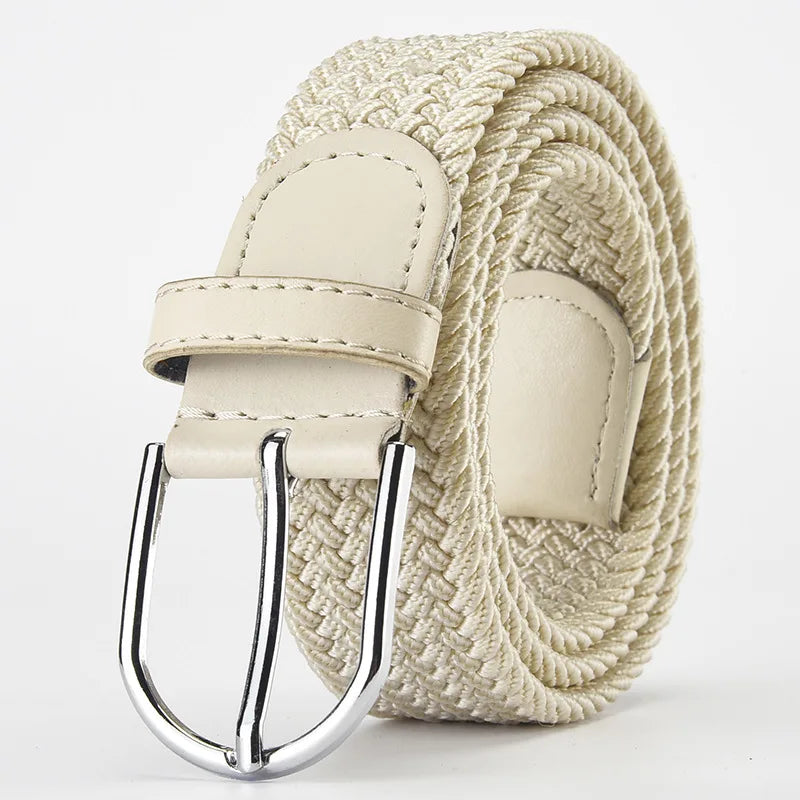 Luxury Woven Stretch Casual Alloy Buckle Needle Elastic Canvas 105cm Unisex