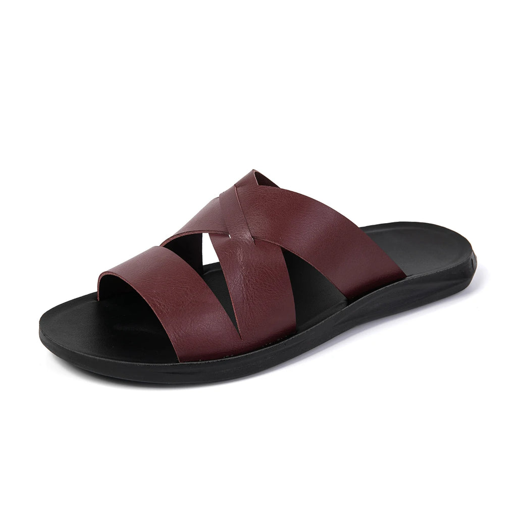 Quick Dry Mens Sandals Summer Outdoor Slippers Open-toe Beach Sandals Vacation Pool Half Drag Male Slides New Non-Slip Sandaly