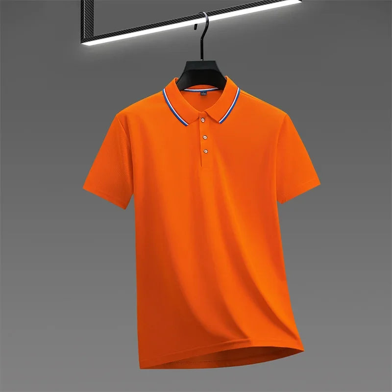 Men's Casual Solid Color Short Sleeve Polo Shirt