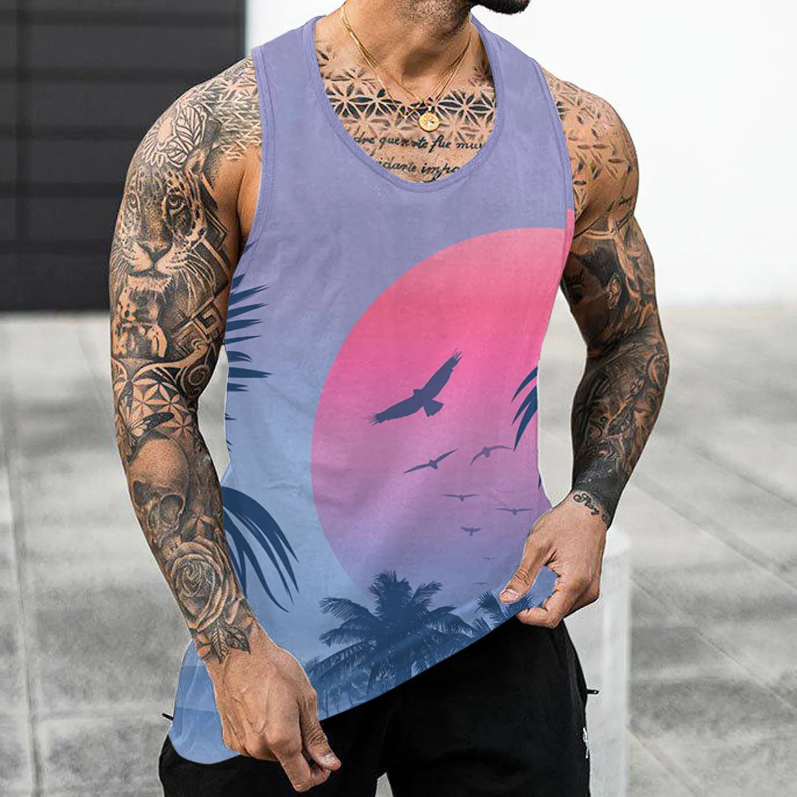 Hawaiian Fashion Men's Sleeveless Tank Top