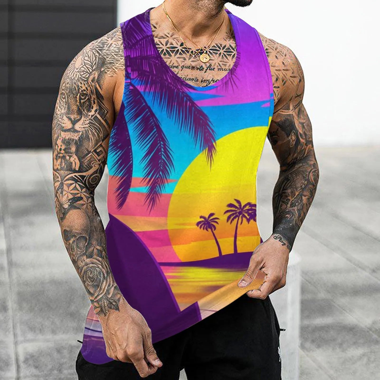 Hawaiian Fashion Men's Sleeveless Tank Top