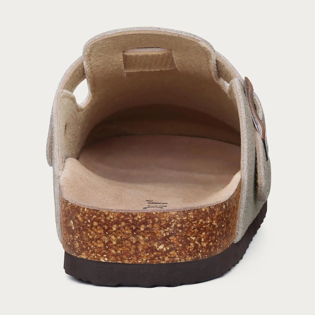Litfun Retro Cork Clogs Slippers For Men Fashion Men Mules Shoe with Arch Support Unisex Classic Beach Shoes Men's Suede Sandals