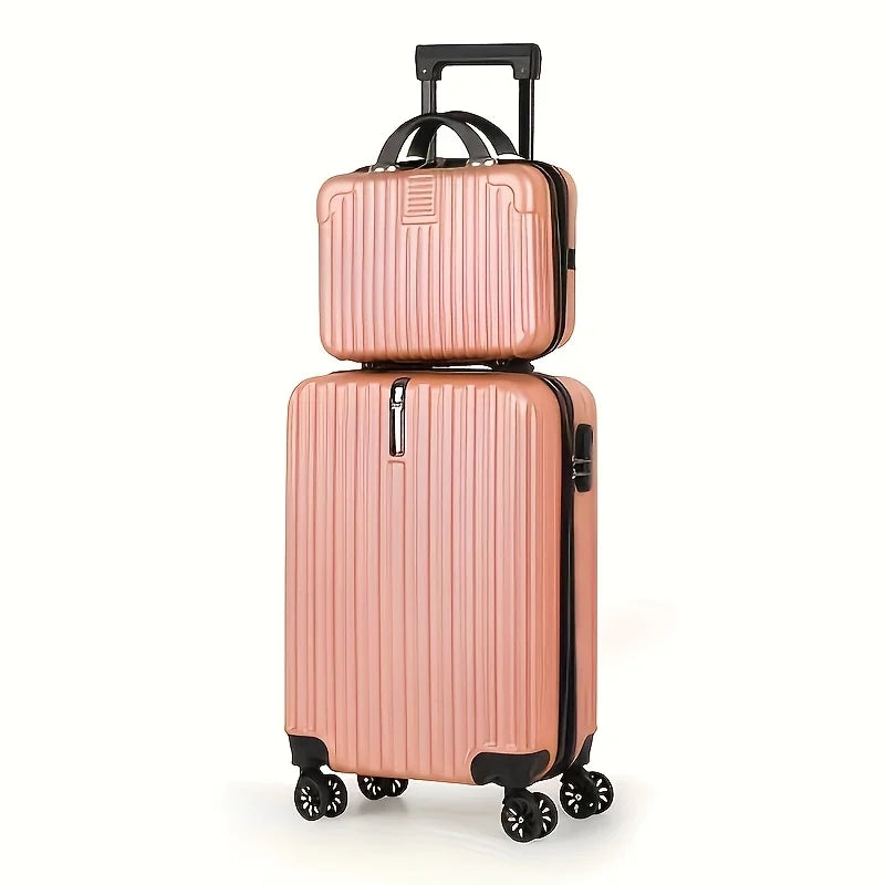 2-piece luggage set with carry-on travel bag, a 20-inch suitcase and a 14-inch handbag that can be slung over the trolley case