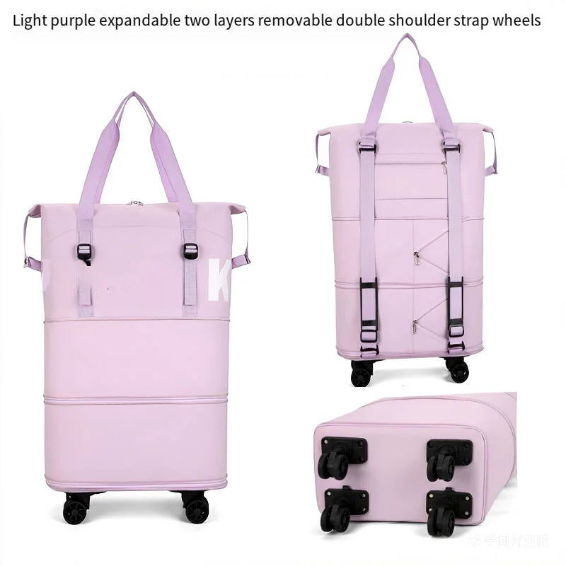 Large Capacity Travel Bag With Wheels 22/70/90IN Foldable Travel Backpack Scalable Handbags Multi Functional Storage Luggage Bag