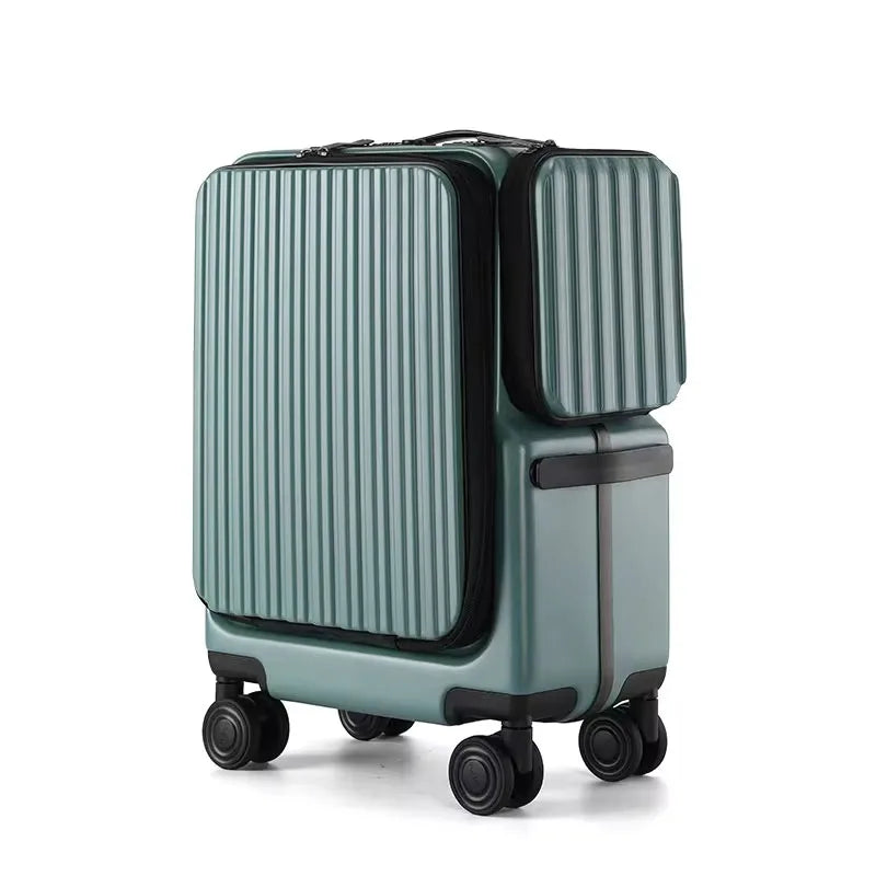 Carry-on Suitcase Front Opening Laptop Boarding Case 20 Inch USB Charging Trolley Case Password Box Cabin Luggage